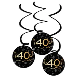 Riippuvat Koristeet Musta 40 vuotta 3 kpl