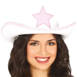 Valkoinen Cowboyhattu Sheriffin T&auml;hdell&auml;