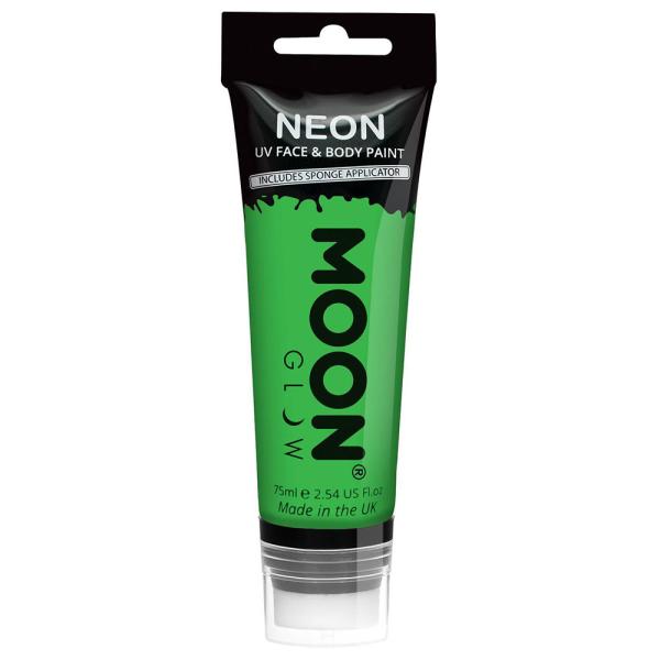 Moon Glow Neon UV Vartalo- & Kasvomaali Vihreä 75 ml