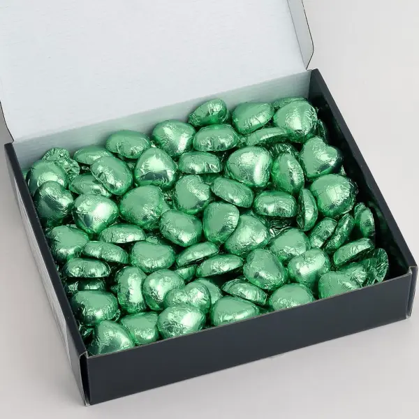 Suklaasydämet Vaaleanvihreässä Foliossa 1kg
