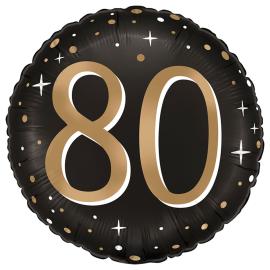 Pyöreä Folioilmapallo Tähdet 80 vuotta