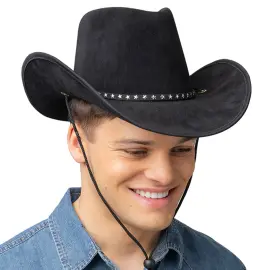 Cowboyhattu T&auml;hdill&auml; Musta