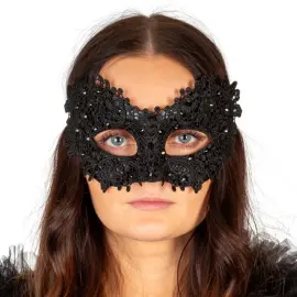 Puolinaamari Jalokivill&auml; Musta