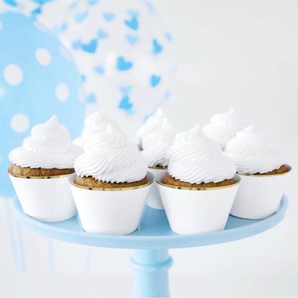 Cupcake Wrappers Kultareuna Valkoinen