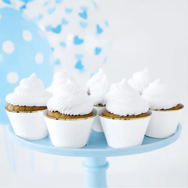 Cupcake Wrappers Kultareuna Valkoinen