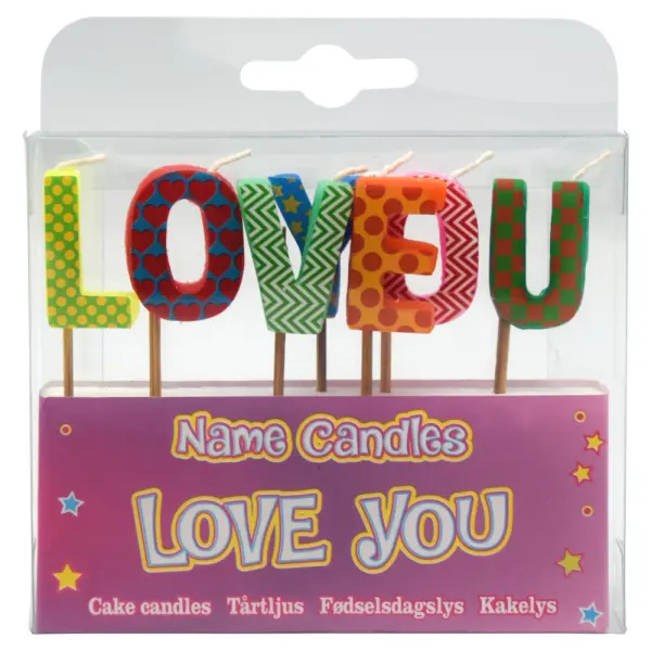 Love You Kakkukynttilät Kirjaimet