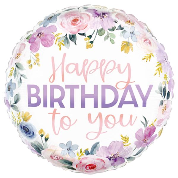 Happy Birthday Pyöreä Kukka Folioilmapallo