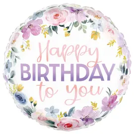 Happy Birthday Pyöreä Kukka Folioilmapallo