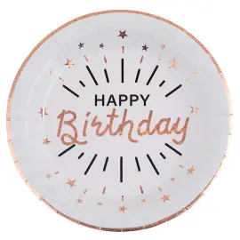 Pahvilautaset Happy Birthday Party Ruusukulta