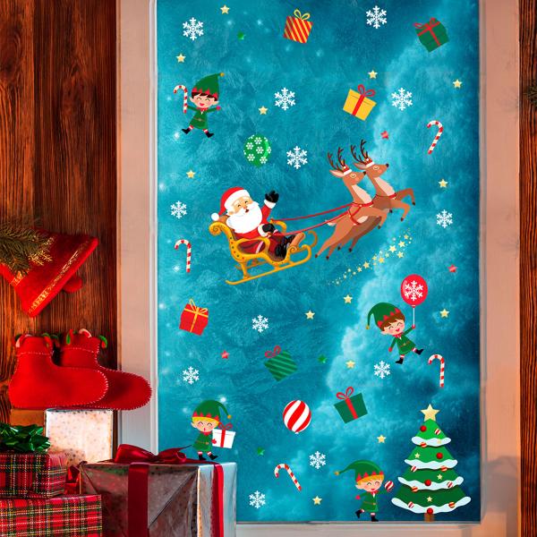 Joulu Ikkunatarrat Joulupukki ja Tontut