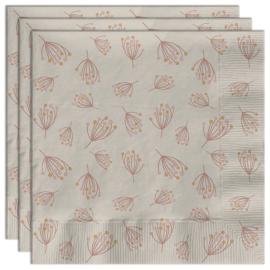 Paperiservetit Kukkiva Beige/Pinkki 20 kpl