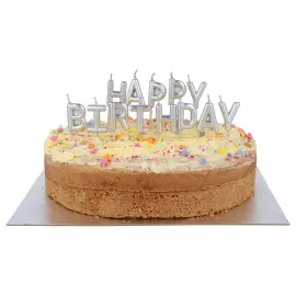 Kirjainkynttilät Happy Birthday Hopea