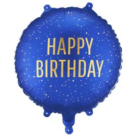 Py&ouml;re&auml; Folioilmapallo Happy Birthday Mariininsininen 35 cm