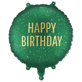 Py&ouml;re&auml; Folioilmapallo Happy Birthday Tummanvihre&auml; 35 cm