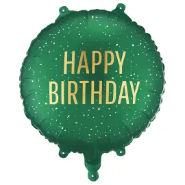 Py&ouml;re&auml; Folioilmapallo Happy Birthday Tummanvihre&auml; 35 cm