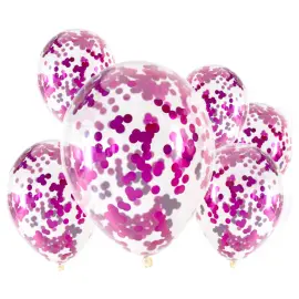 Konfetti-ilmapallot Magenta 6-pakkaus
