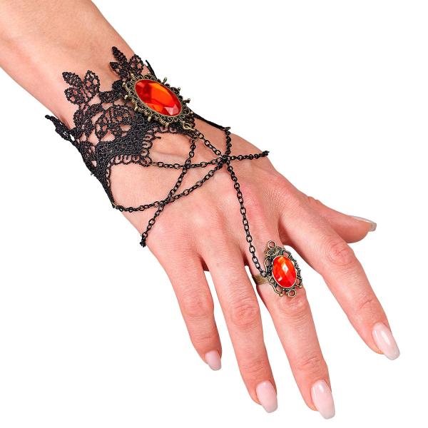 Pitsirannekoru Sormuksella Musta/Punainen