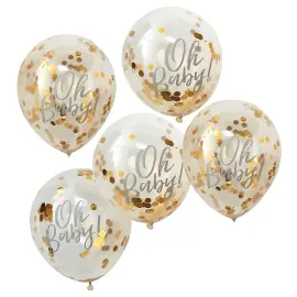 Oh Baby Konfetti Ilmapallot Kultaiset 5 kpl