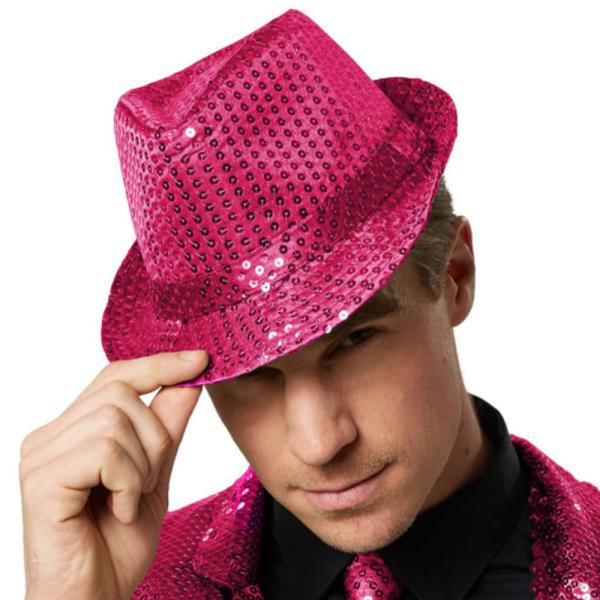 Trilby Hattu Vaaleanpunaiset Paljetit