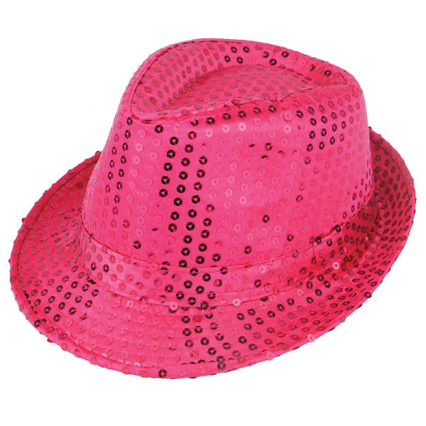 Trilby Hattu Vaaleanpunaiset Paljetit
