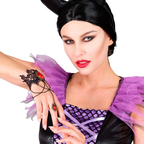 Pitsirannekoru Sormuksella Musta/Punainen