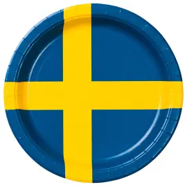 Pahvilautaset Ruotsin Lippu 8-kpl