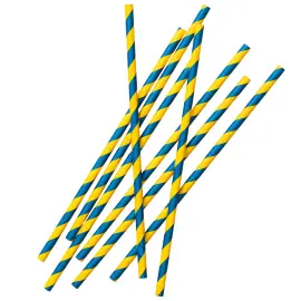 Raidalliset Paperipillit Sininen/Keltainen 24-kpl