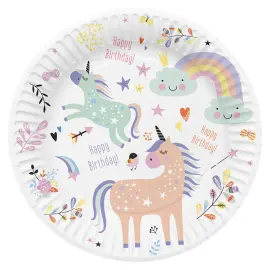 Happy Birthday Pahvilautaset Unicorns & Rainbows