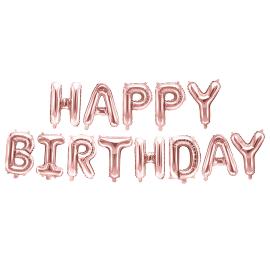 ilmapallok&ouml;ynn&ouml;s Happy Birthday Ruusukulta 35 cm