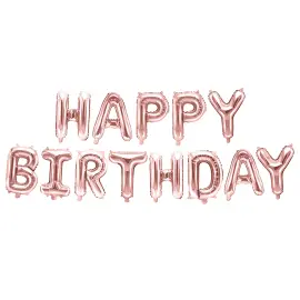 ilmapallok&ouml;ynn&ouml;s Happy Birthday Ruusukulta 35 cm