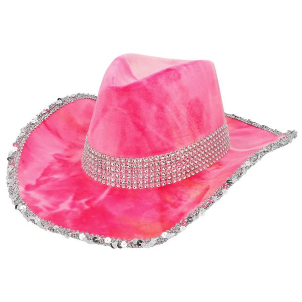 Cowboyhattu Strasseilla ja Paljeteilla Pinkki