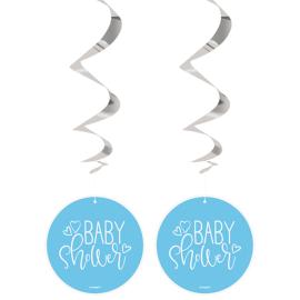 Baby Shower Pyörrekoristeet Vaaleansininen ja Hopea