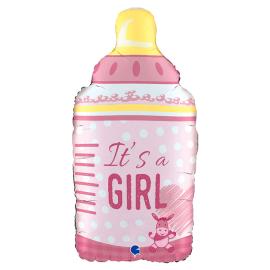 Tuttipullo It's a Girl Ilmapallo Vaaleanpinkki