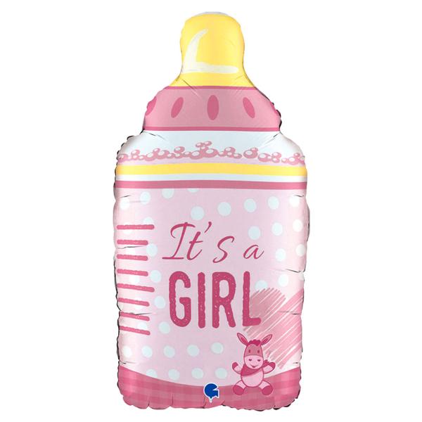 Tuttipullo It's a Girl Ilmapallo Vaaleanpinkki