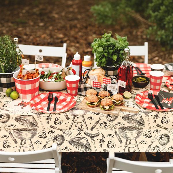 Ruudulliset Pahvimukit Musta ja Punainen 6 kpl