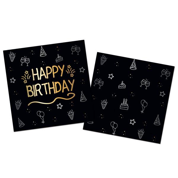 Paperiservetit Happy Birthday Musta 16 kpl