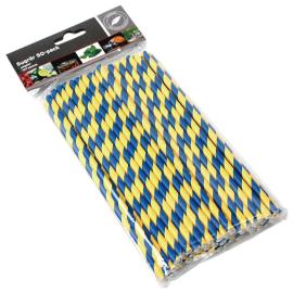 Paperipillit Raidalliset Sininen & Keltainen 50 kpl