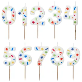 Valkoinen Numerokynttilä Konfetilla