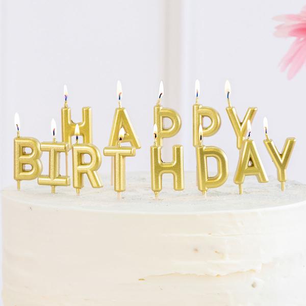 Happy Birthday Kirjainkynttilät Kulta
