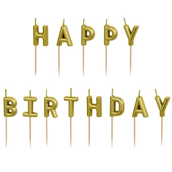 Happy Birthday Kirjainkynttilät Kulta