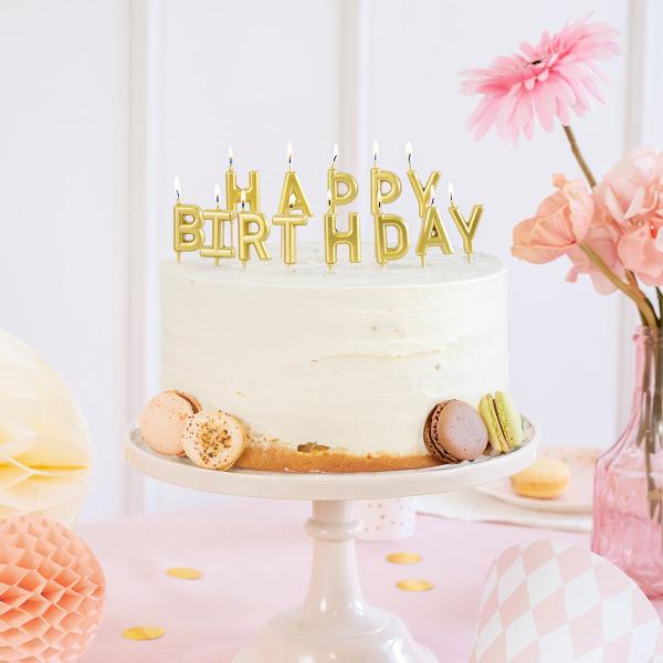 Happy Birthday Kirjainkynttilät Kulta