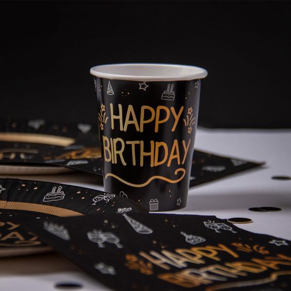 Paperiservetit Happy Birthday Musta 16 kpl
