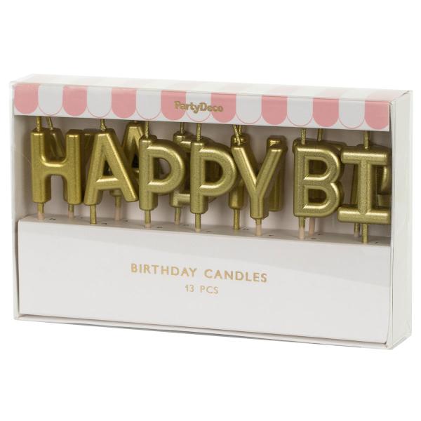 Happy Birthday Kirjainkynttilät Kulta