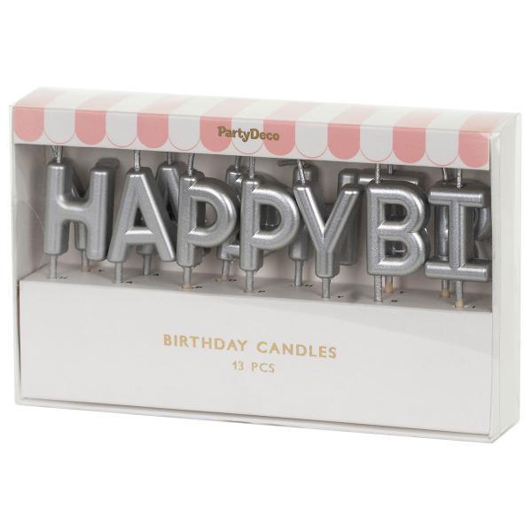 Happy Birthday Kirjainkynttilät Hopea