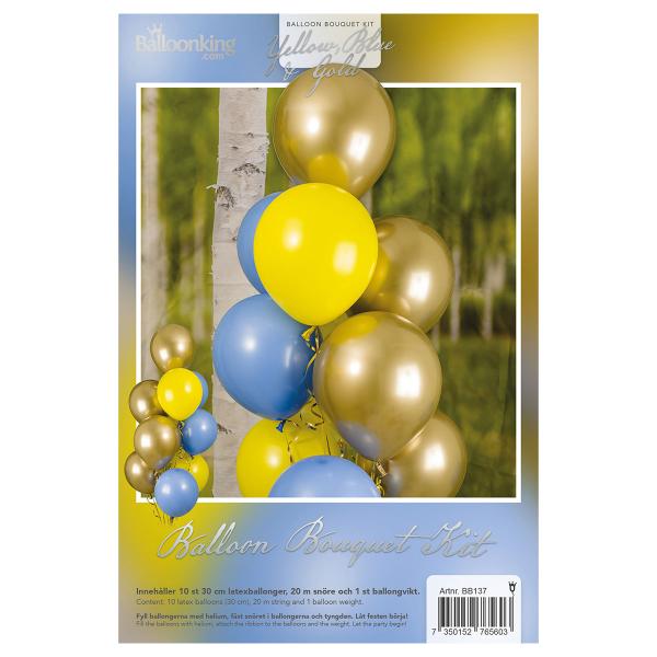 Ilmapallosetti Kulta/Sininen/Keltainen 12-kpl