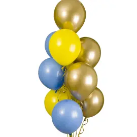 Ilmapallosetti Kulta/Sininen/Keltainen 12-kpl