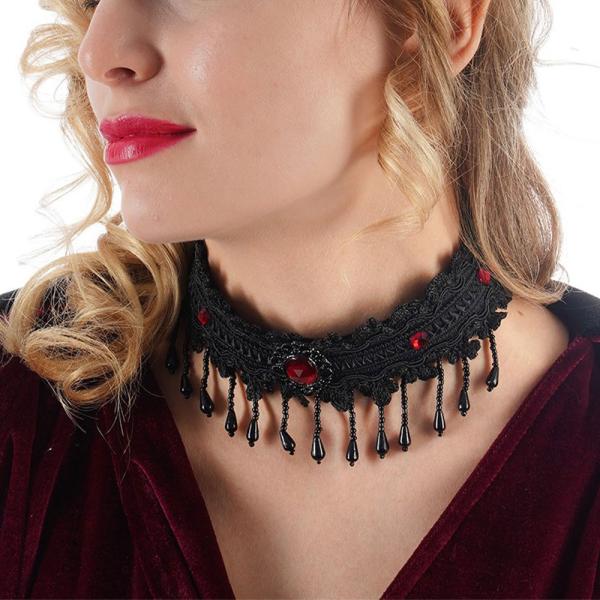 Goottilainen Choker Musta/Punainen