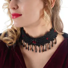 Goottilainen Choker Musta/Punainen
