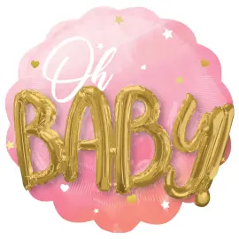 Oh Baby 3D Folioilmapallo Vaaleanpinkki