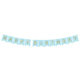 Happy Birthday Kirjainnauha Vaaleansininen & Kulta
